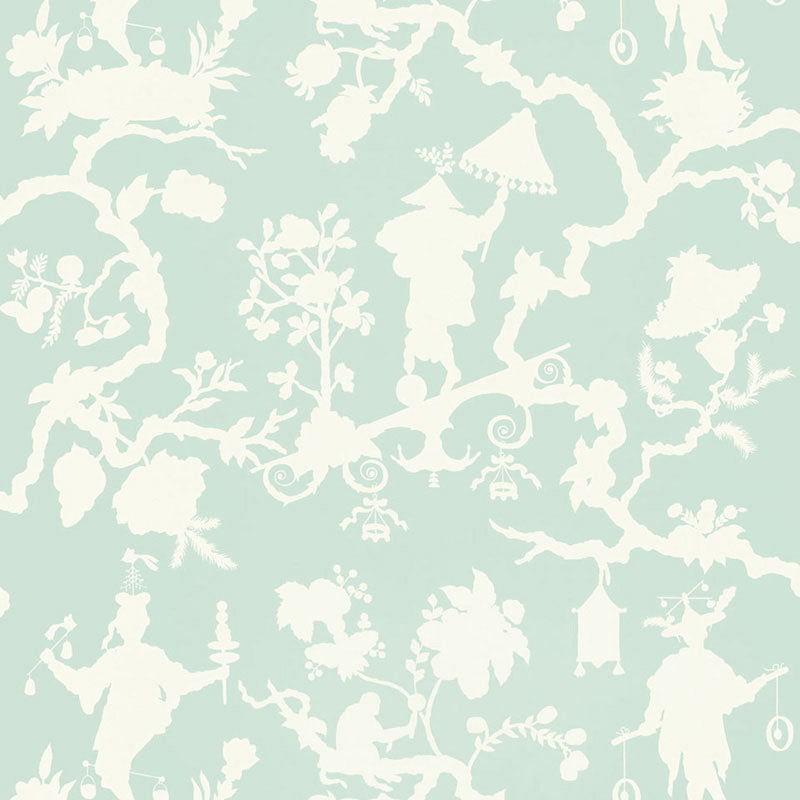 Schumacher Shantung Silhouette Print Mineral Wallpaper - Eade's Wallpaper