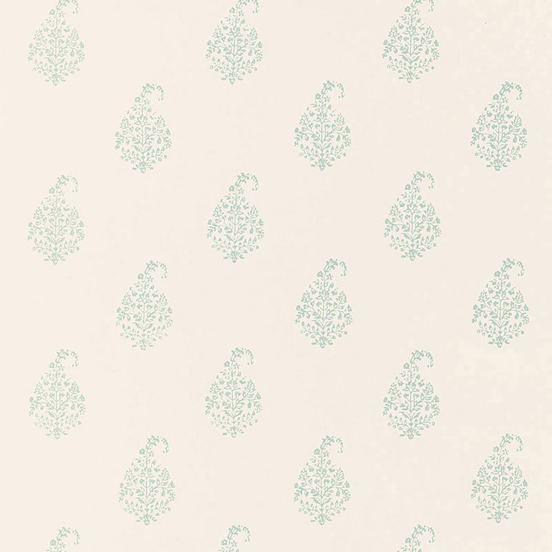 Schumacher Kerala Paisley Water Blue Wallpaper