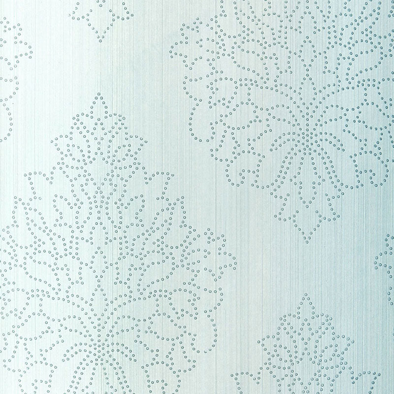 Schumacher Beaded Damask Sky Wallpaper