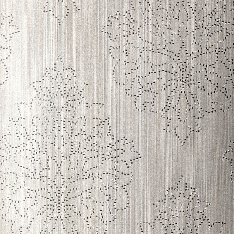 Schumacher Beaded Damask Zinc Wallpaper