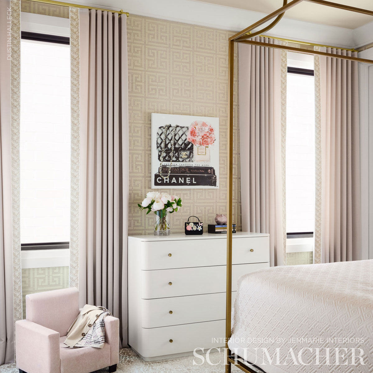 Schumacher Greek Key Sisal Silver Wallpaper