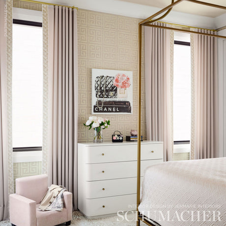 Schumacher Greek Key Sisal Silver Wallpaper