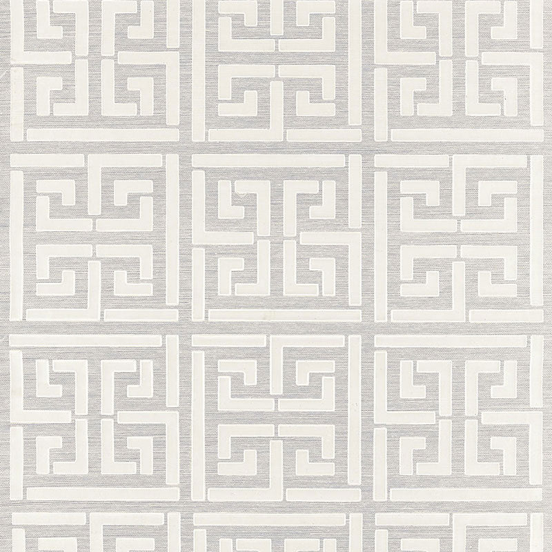 Schumacher Greek Key Sisal Silver Wallpaper