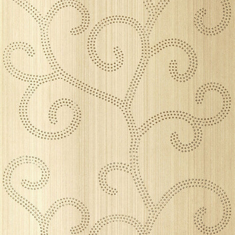 Schumacher Raindrop Scroll White Gold Wallpaper - Eade's Wallpaper