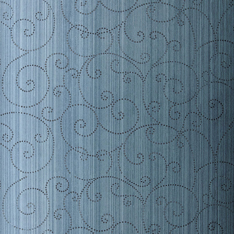 Schumacher Beaded Scroll Peacock Wallpaper