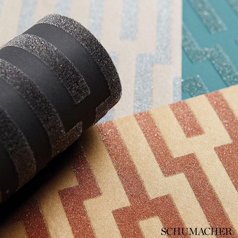 Schumacher Metropolitan Fret Turquoise Wallpaper - Eade's Wallpaper