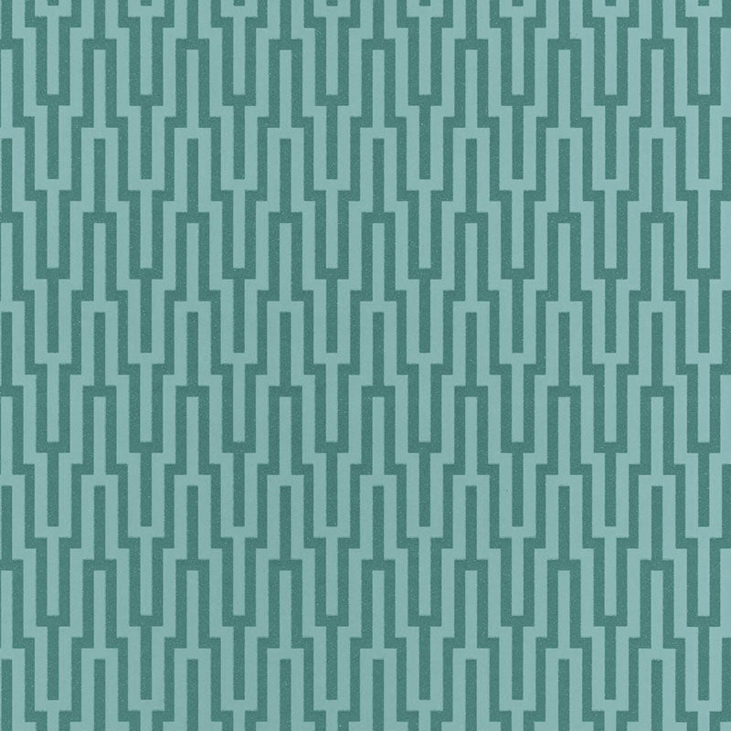 Schumacher Metropolitan Fret Turquoise Wallpaper - Eade's Wallpaper
