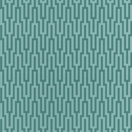 Schumacher Metropolitan Fret Turquoise Wallpaper - Eade's Wallpaper