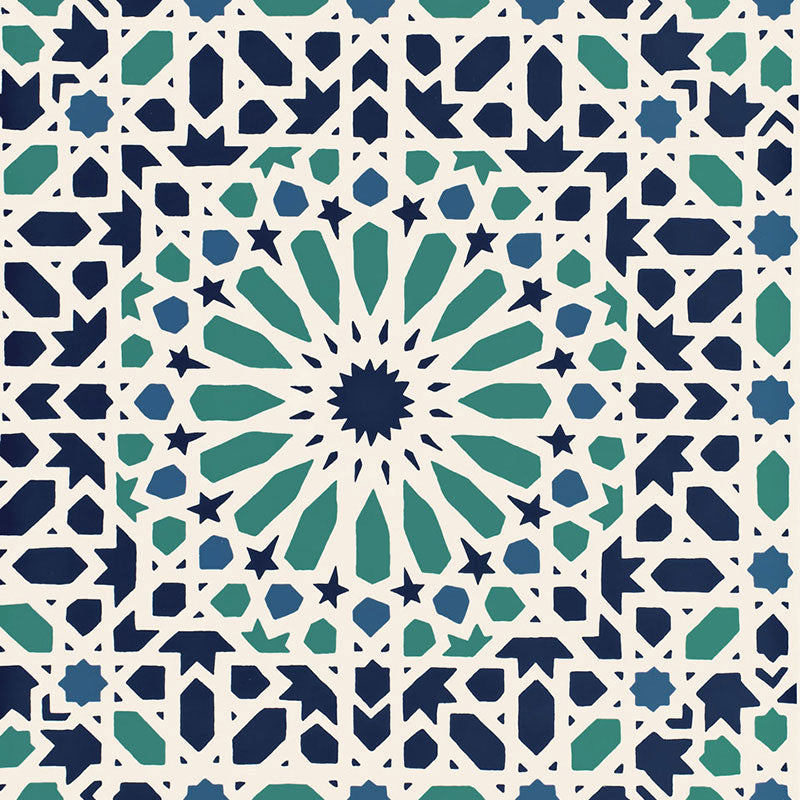 Schumacher Nasrid Palace Mosaic Aegean Wallpaper - Eade's Wallpaper