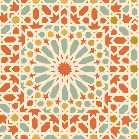 Schumacher Nasrid Palace Mosaic Persimmon Wallpaper - Eade's Wallpaper
