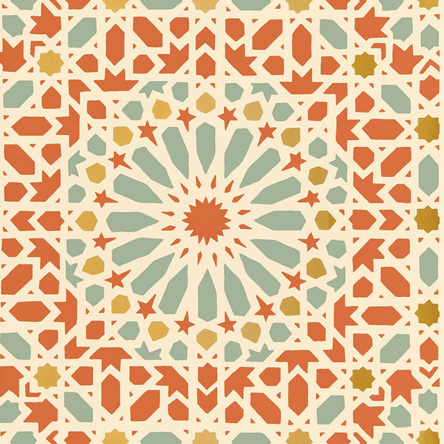 Schumacher Nasrid Palace Mosaic Persimmon Wallpaper - Eade's Wallpaper