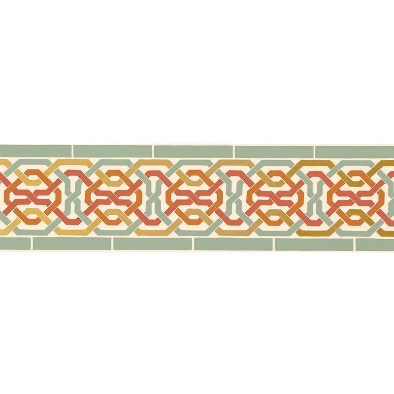 Schumacher Darro Mosaic Border Persimmon Wallpaper