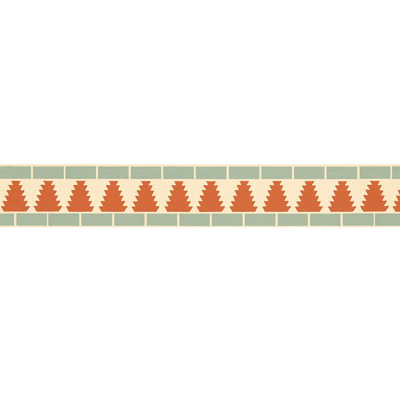 Schumacher Cadiz Mosaic Border Persimmon Wallpaper