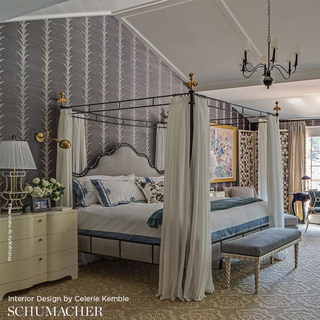 Schumacher Acanthus Stripe Sisal Shadow Wallpaper