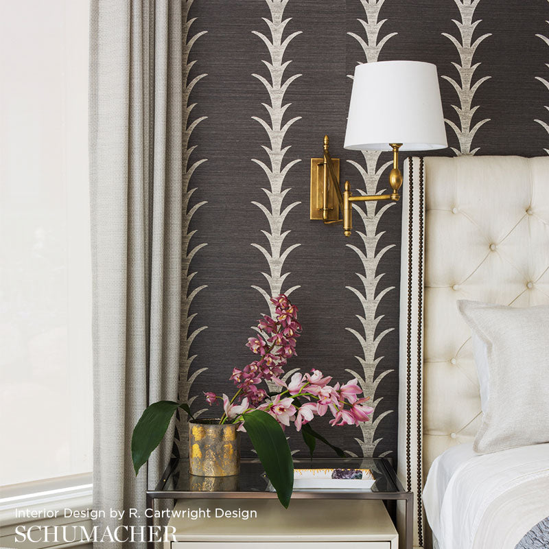 Schumacher Acanthus Stripe Sisal Shadow Wallpaper