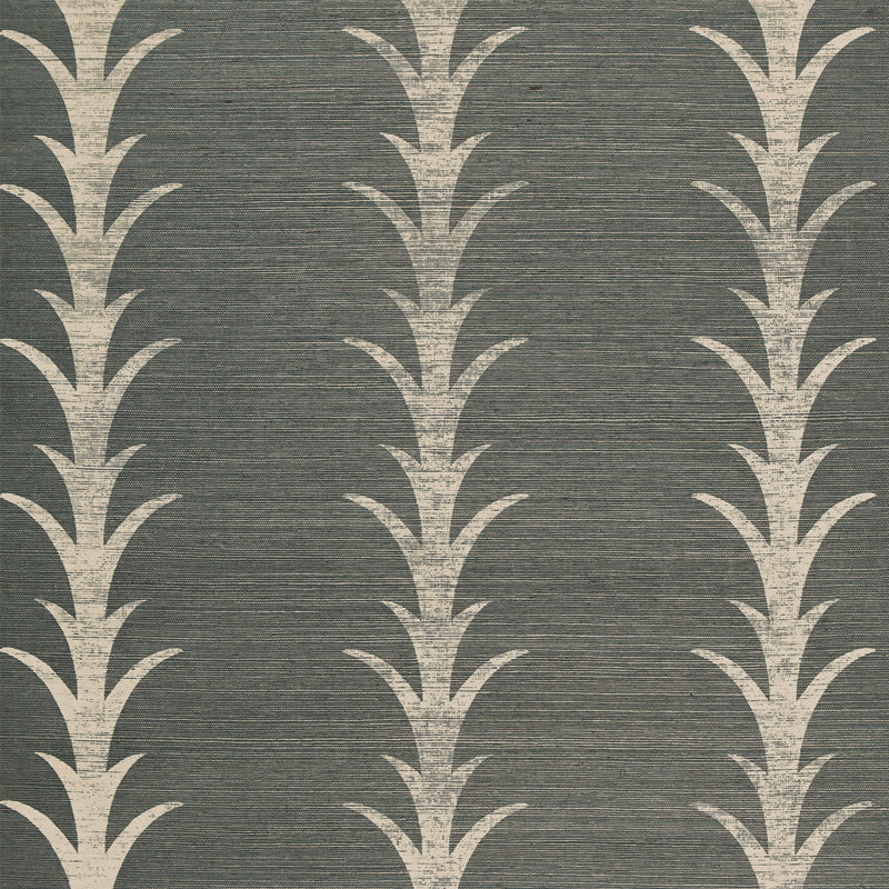 Schumacher Acanthus Stripe Sisal Shadow Wallpaper