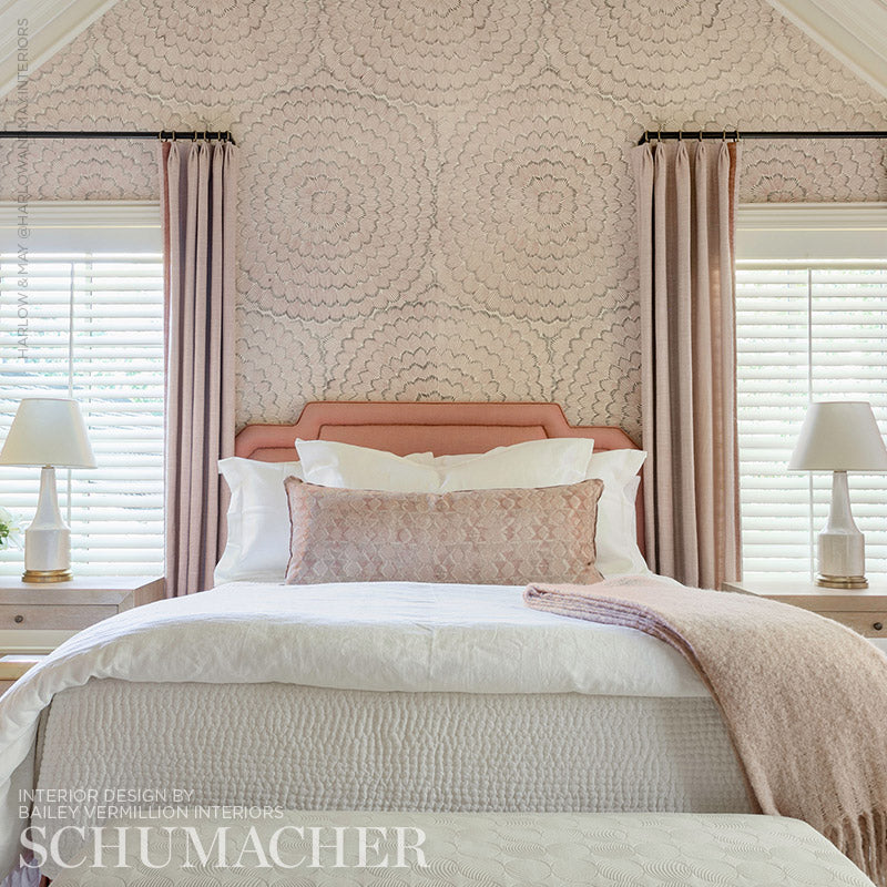 Schumacher Feather Bloom Sisal Venetian Pink Wallpaper