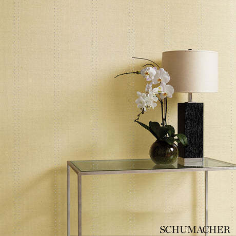Schumacher Stud Stripe Ivory / Silver Wallpaper - Eade's Wallpaper