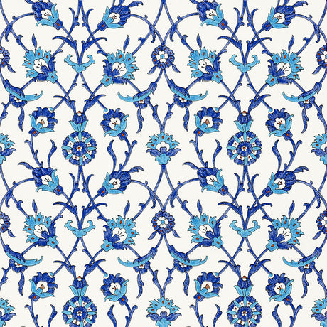 Schumacher Sultan'S Trellis Peacock Wallpaper - Eade's Wallpaper