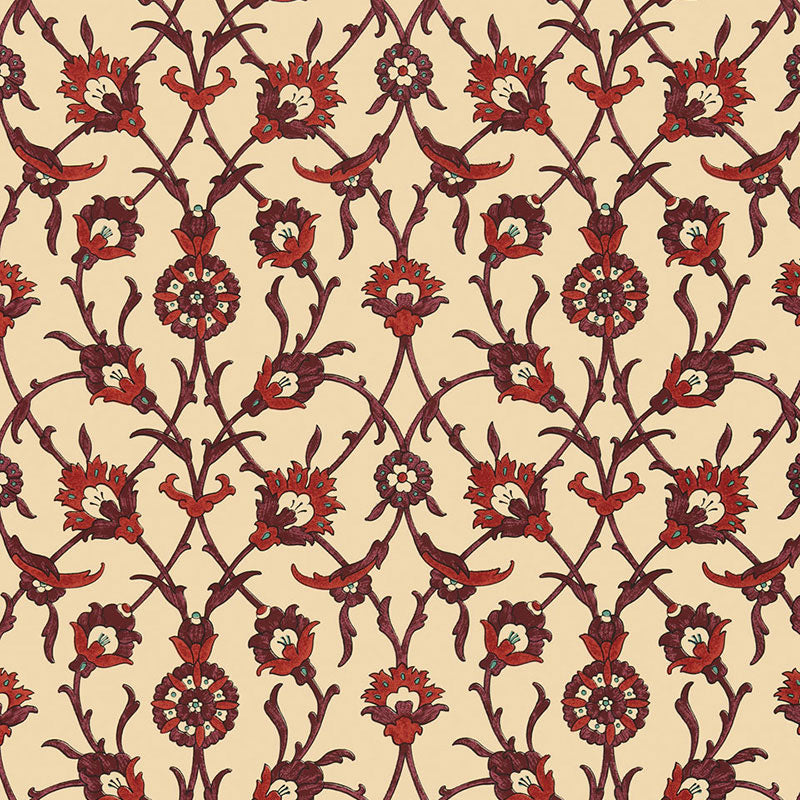 Schumacher Sultan'S Trellis Pomegranate Wallpaper - Eade's Wallpaper