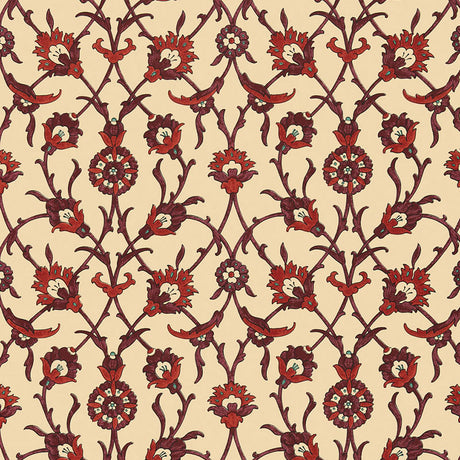 Schumacher Sultan'S Trellis Pomegranate Wallpaper - Eade's Wallpaper