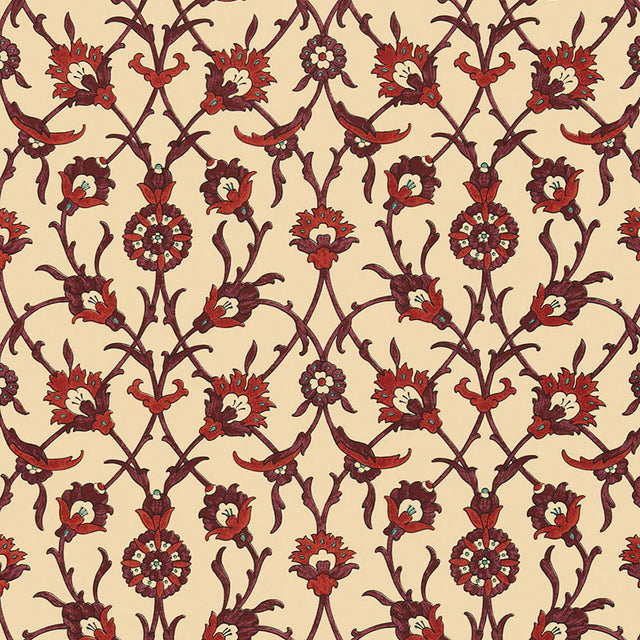 Schumacher Sultan'S Trellis Pomegranate Wallpaper - Eade's Wallpaper