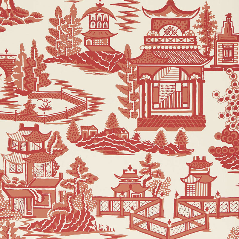 Schumacher Nanjing Coral Wallpaper - Eade's Wallpaper