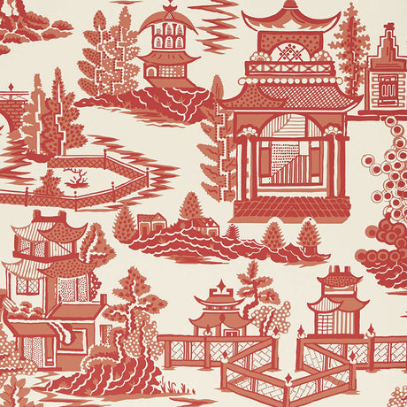 Schumacher Nanjing Coral Wallpaper - Eade's Wallpaper