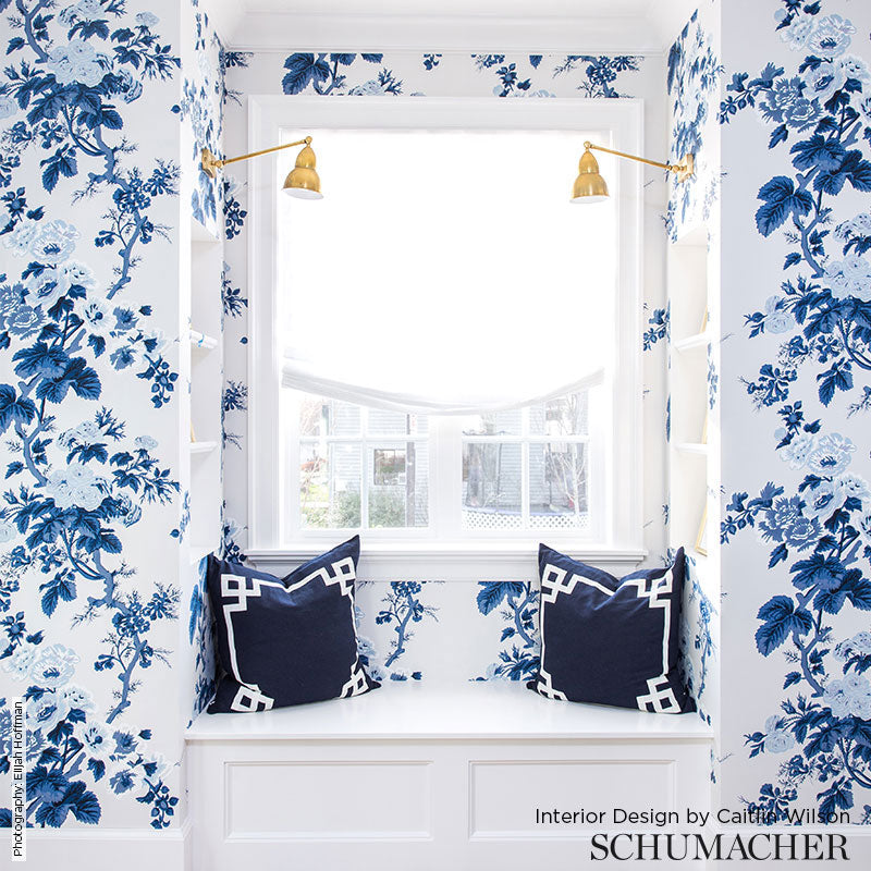 Schumacher Pyne Hollyhock Blush Wallpaper - Eade's Wallpaper