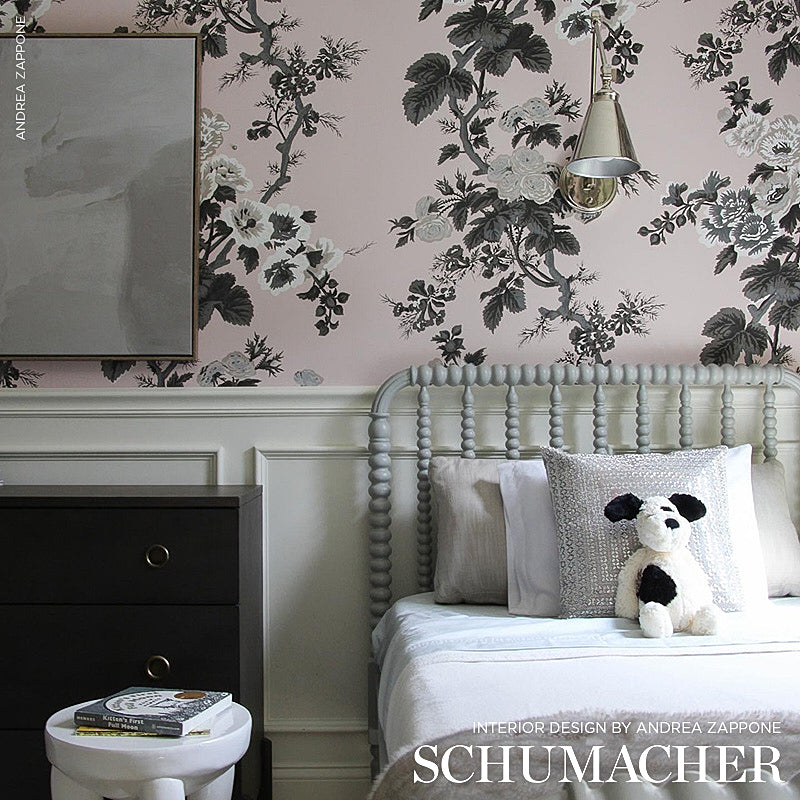 Schumacher Pyne Hollyhock Blush Wallpaper - Eade's Wallpaper