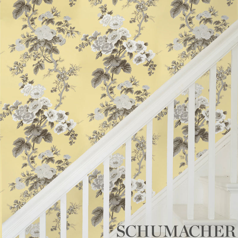 Schumacher Pyne Hollyhock Buttercup Wallpaper - Eade's Wallpaper