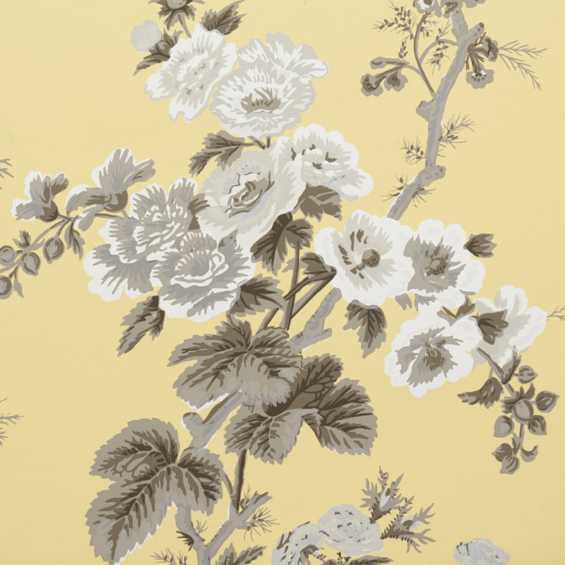 Schumacher Pyne Hollyhock Buttercup Wallpaper - Eade's Wallpaper