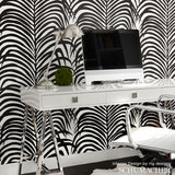 Schumacher Zebra Palm Khaki Wallpaper