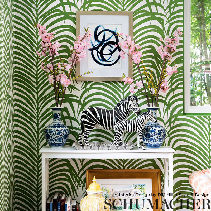 Schumacher Zebra Palm Jungle Wallpaper