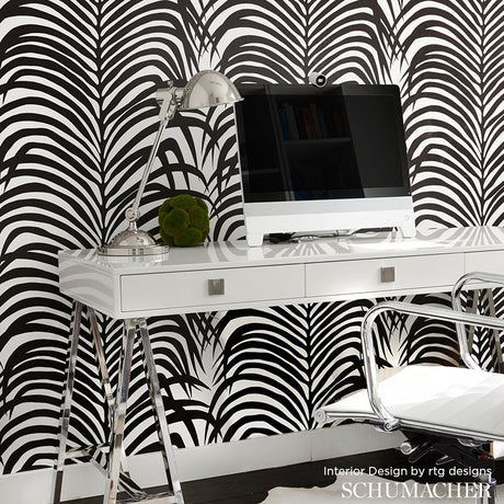 Schumacher Zebra Palm Ebony Wallpaper