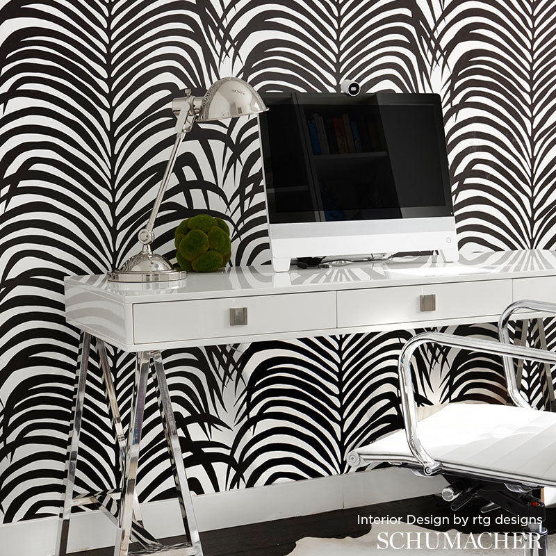 Schumacher Zebra Palm Java Wallpaper