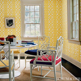 Schumacher Zanzibar Trellis Canary Wallpaper