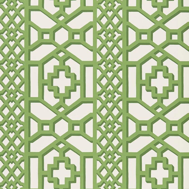 Schumacher Zanzibar Trellis Jade Wallpaper