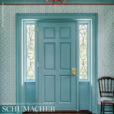 Schumacher Zanzibar Trellis Winter Mint Wallpaper