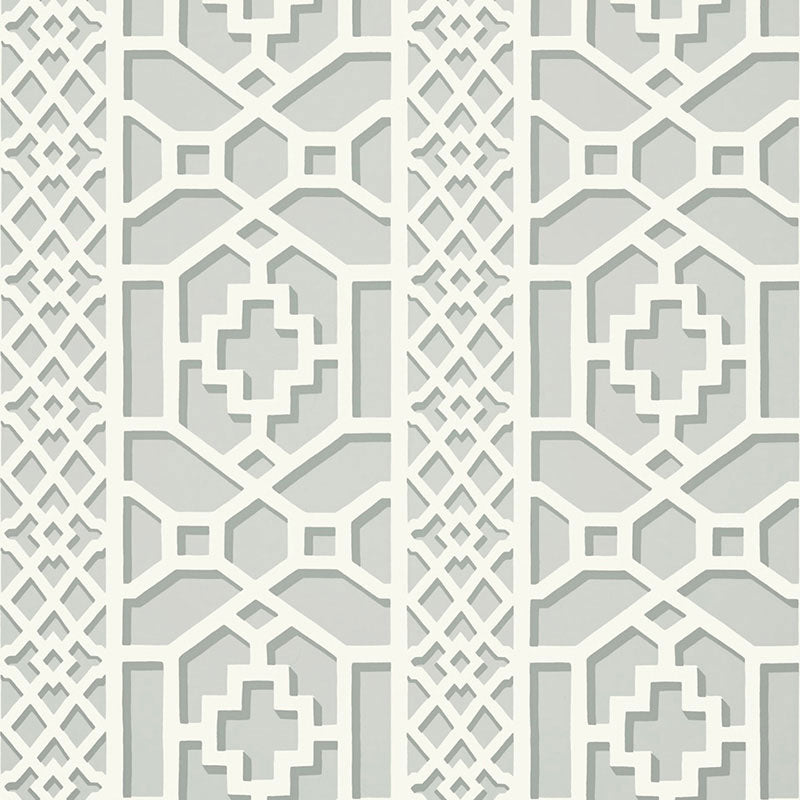 Schumacher Zanzibar Trellis Cloud Wallpaper