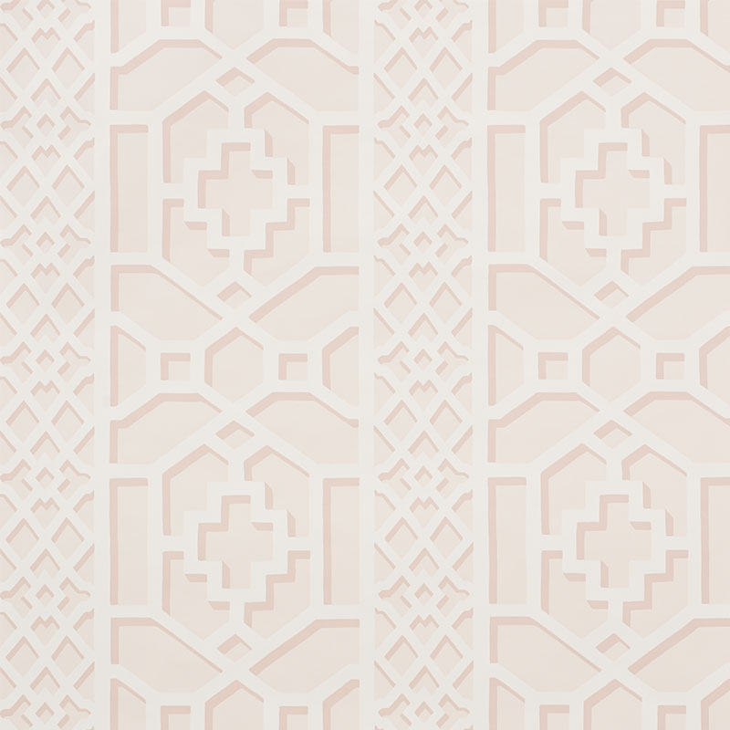 Schumacher Zanzibar Trellis Blush Wallpaper