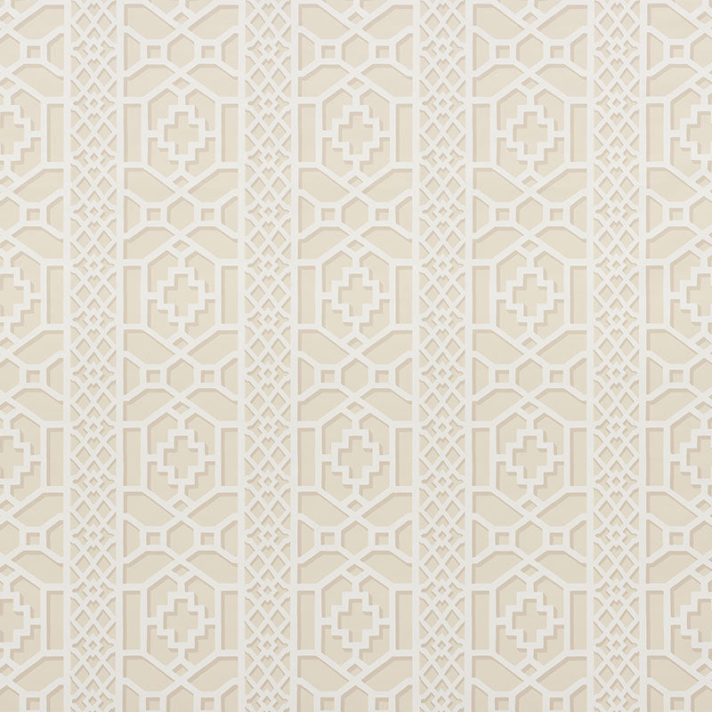 Schumacher Zanzibar Trellis Sand Wallpaper