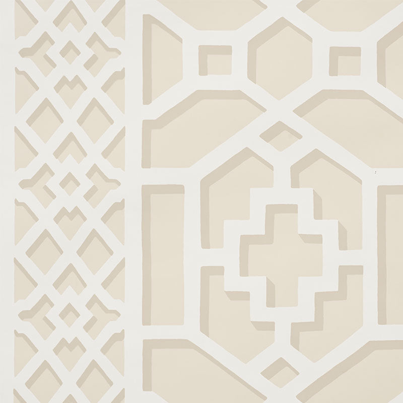 Schumacher Zanzibar Trellis Sand Wallpaper