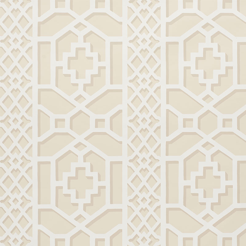 Schumacher Zanzibar Trellis Sand Wallpaper