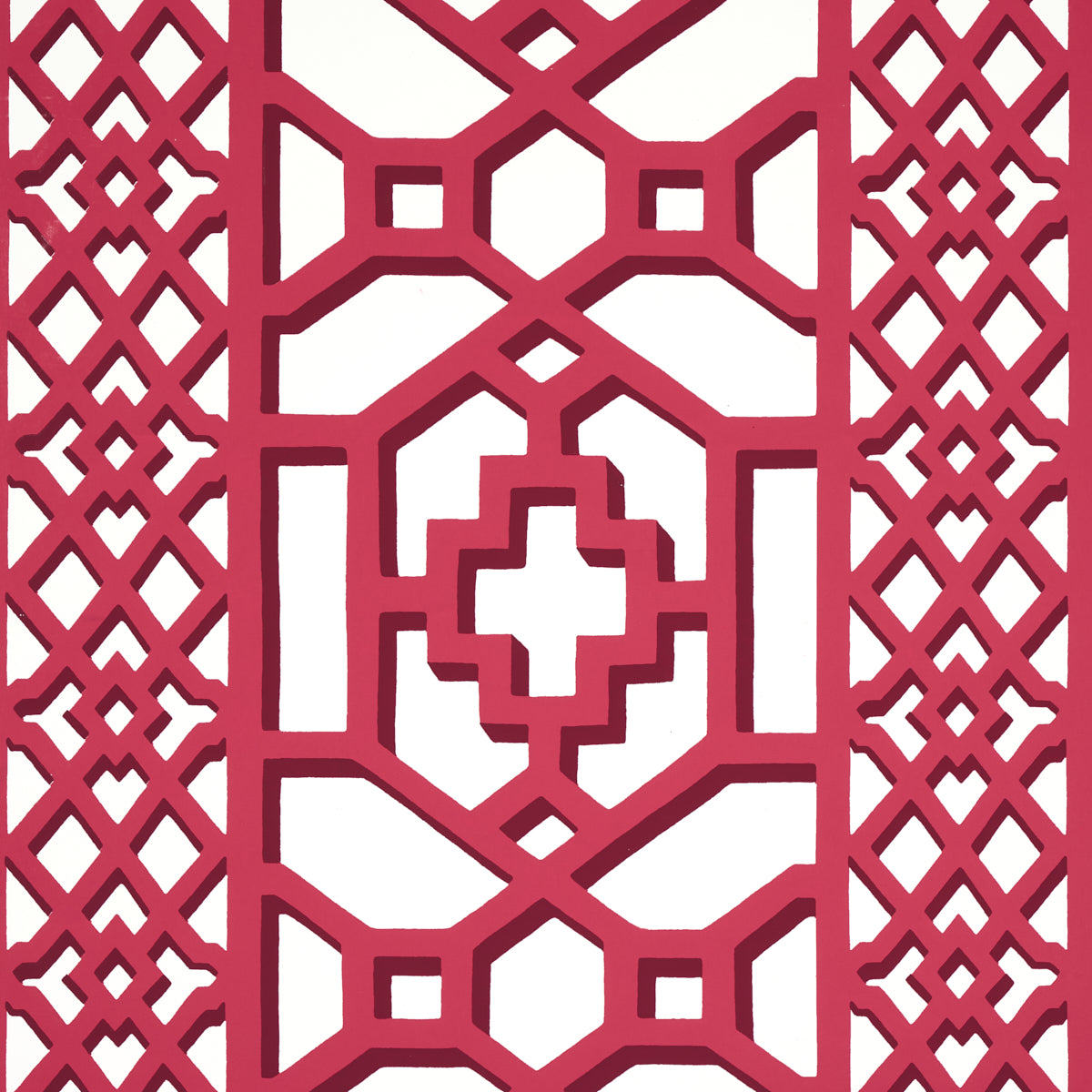 Schumacher Zanzibar Trellis Laquer Red Wallpaper