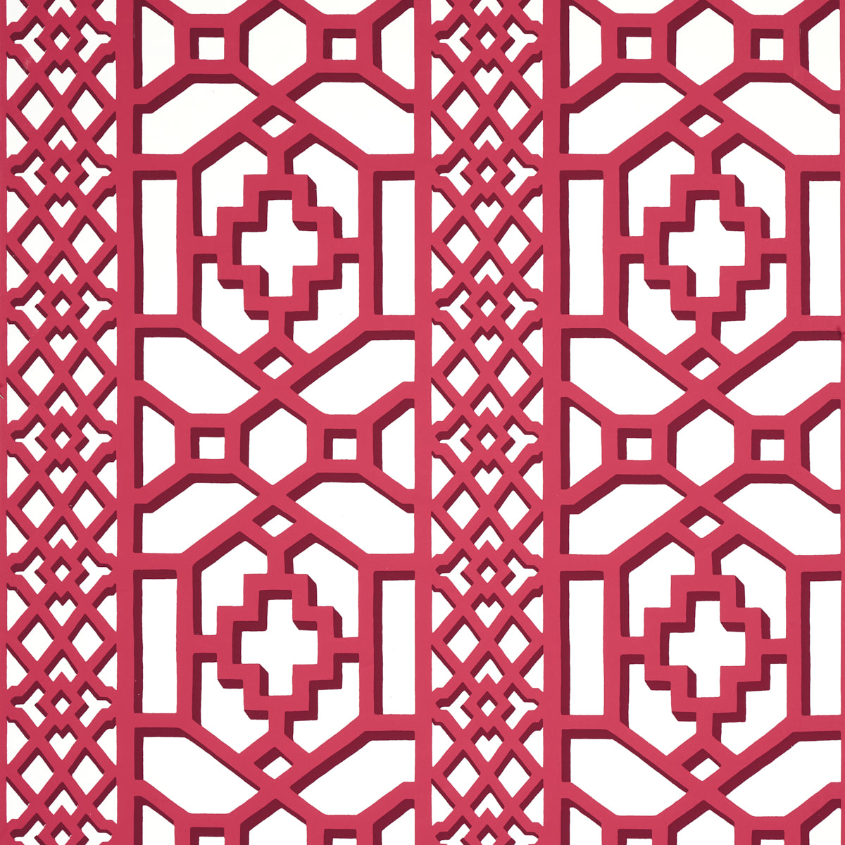 Schumacher Zanzibar Trellis Laquer Red Wallpaper