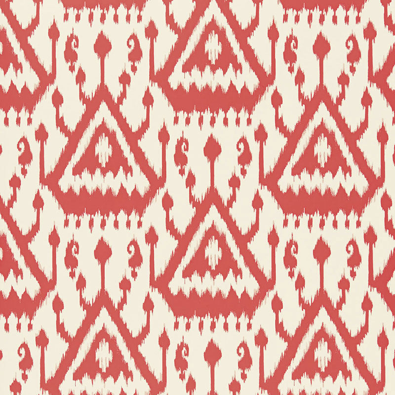 Schumacher Vientiane Ikat Coral Wallpaper