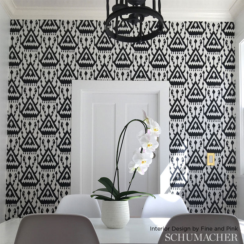 Schumacher Vientiane Ikat Ebony Wallpaper