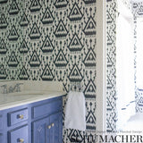 Schumacher Vientiane Ikat Indigo Wallpaper