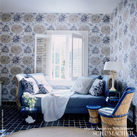 Schumacher Katsugi Blues Wallpaper